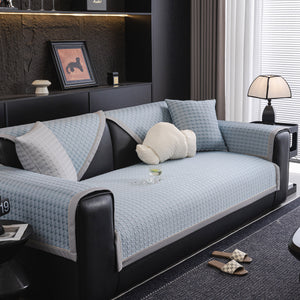 Houndstooth Ice Silk Breathable Sofa Cover, Modern Non-Slip Summer Couch Protector