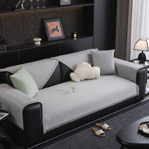 Houndstooth Ice Silk Breathable Sofa Cover, Modern Non-Slip Summer Couch Protector