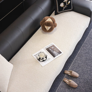 Chenille Couch Cover with Scalloped Edge, Non-Slip Modular Slipcover