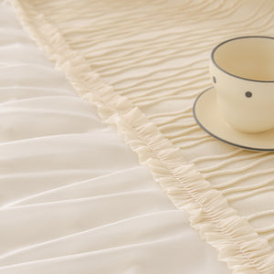 Soft Warm Flannel Couch Cover Throw Blanket with French Flounce, Beautiful Furniture Throws for Sofas