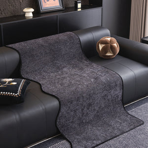Chenille Couch Cover with Scalloped Edge, Non-Slip Modular Slipcover