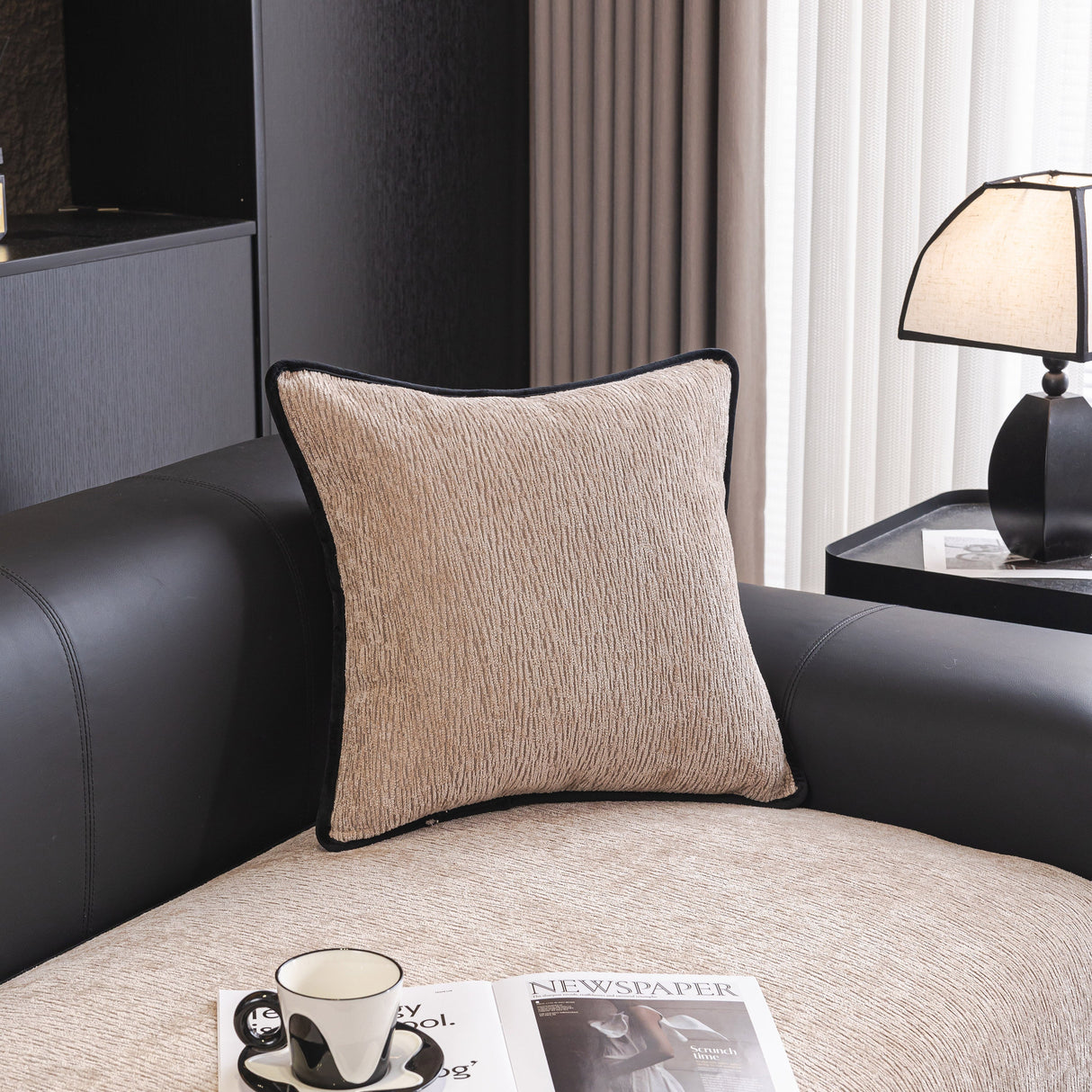 Chenille Couch Cover with Scalloped Edge, Non-Slip Modular Slipcover