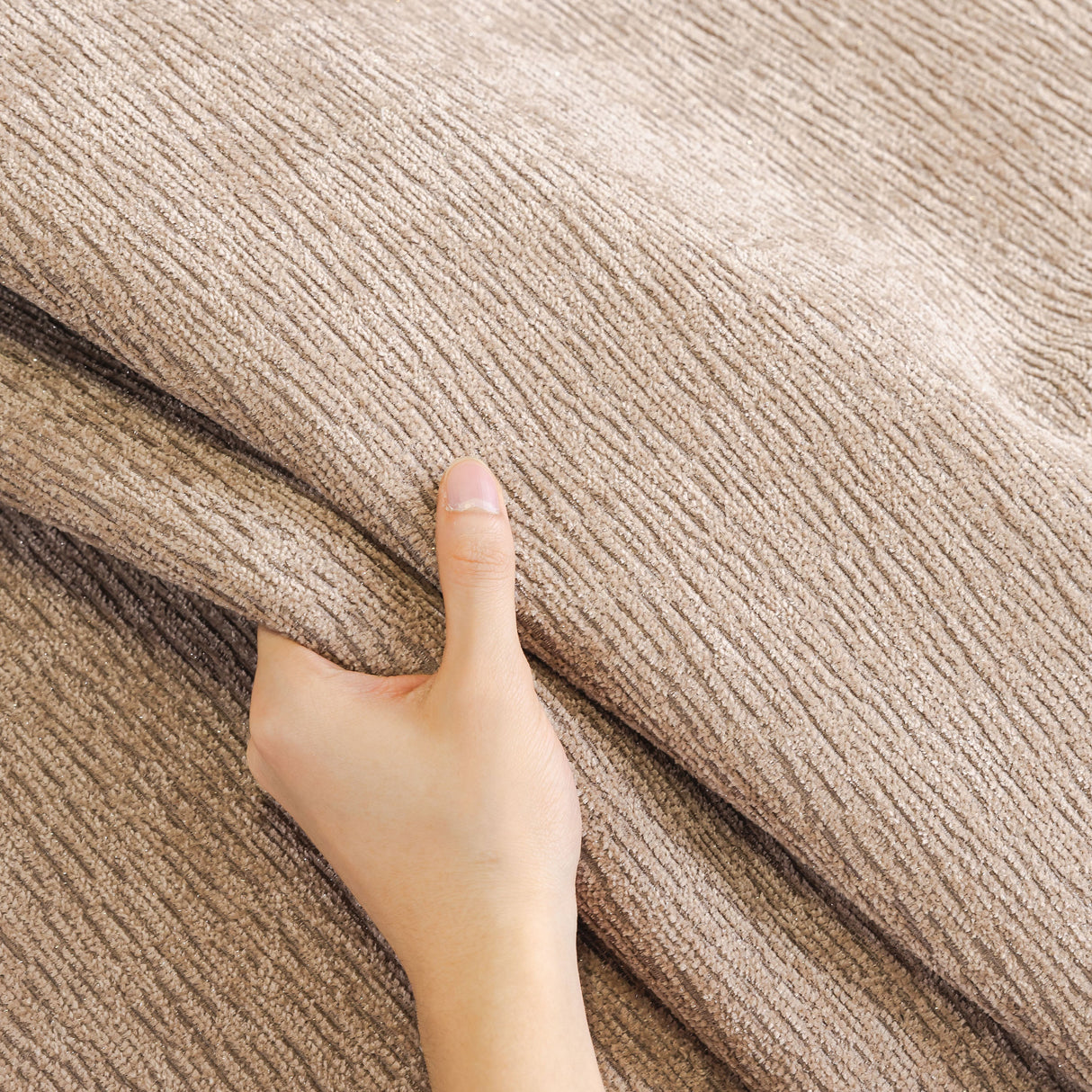 Chenille Couch Cover with Scalloped Edge, Non-Slip Modular Slipcover