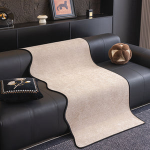 Chenille Couch Cover with Scalloped Edge, Non-Slip Modular Slipcover
