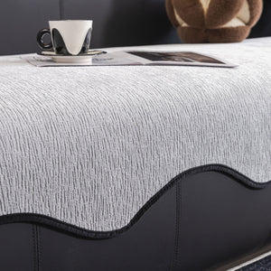 Chenille Couch Cover with Scalloped Edge, Non-Slip Modular Slipcover