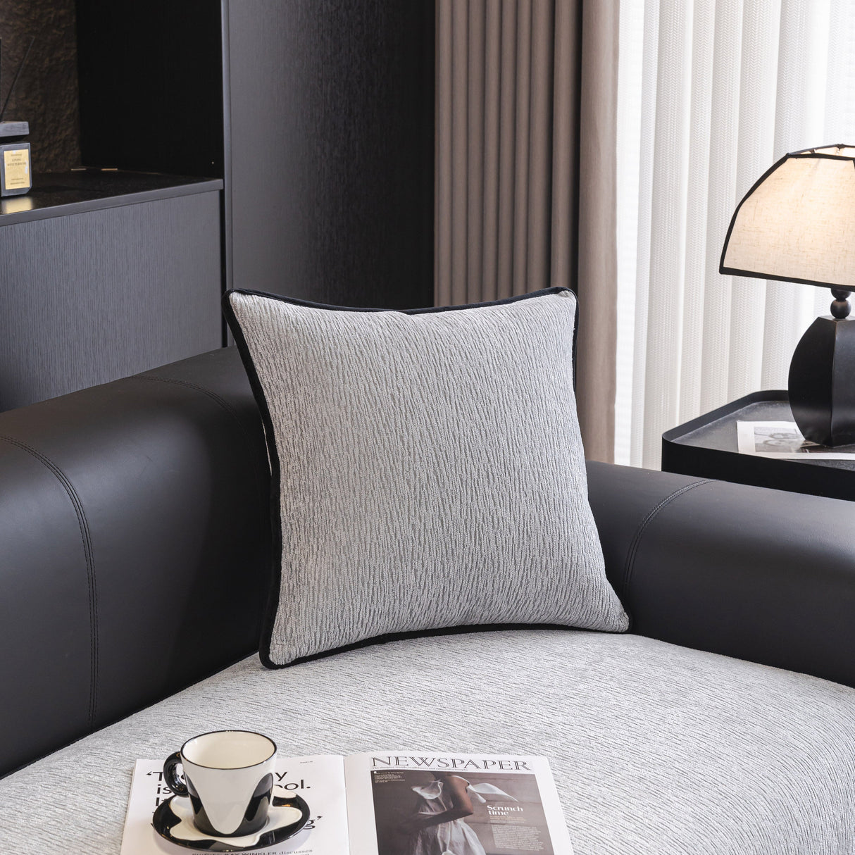 Chenille Couch Cover with Scalloped Edge, Non-Slip Modular Slipcover