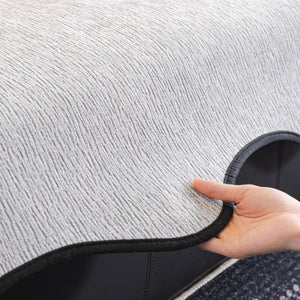 Chenille Couch Cover with Scalloped Edge, Non-Slip Modular Slipcover