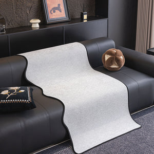 Chenille Couch Cover with Scalloped Edge, Non-Slip Modular Slipcover