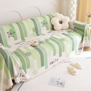 Chenille Sofa Cover Throw, Smile Couch Cover Blanket Throws for Couches, Soft Sofa Towel