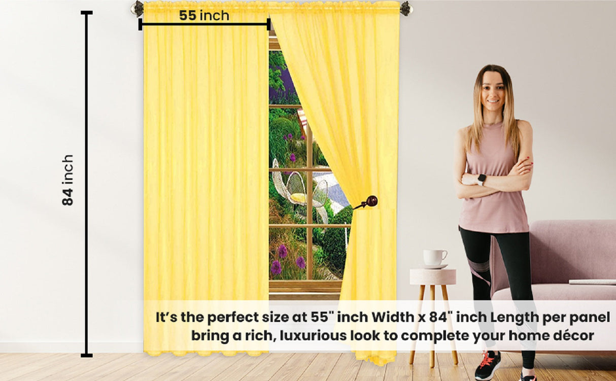 J&V Textiles 4-Pack Value: Solid Sheer Window Curtain Panels