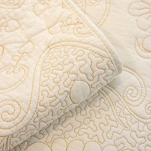 Baroque Floral Quilted Cotton Sofa Cover, Non-Slip Washable Couch Protector