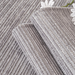 Plush Solid Color Striped L-Shaped Sofa Slipcovers, Washable Non-Slip Textured Furniture Covers