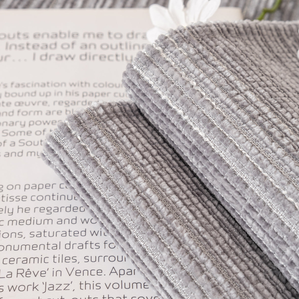Plush Solid Color Striped L-Shaped Sofa Slipcovers, Washable Non-Slip Textured Furniture Covers