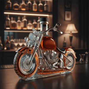Motorcycle Engine Whiskey Decanter Glass V-Twin Liquor Bottle Bar Decor