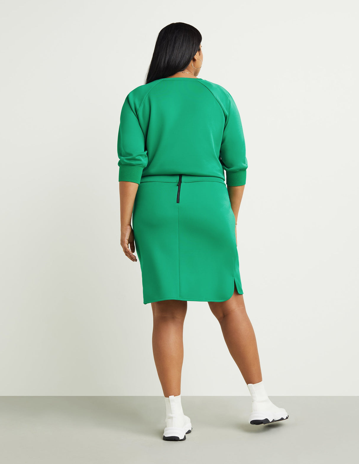 Zip-Back Banded-Waist Skirt