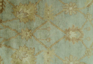Blue And Brown Traditional Oushak Design 4x6 Hand Knotted Wool Area Rug