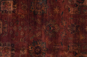 8x10 Traditional Overdyed Red And Black Hand Knotted Wool Area Rug