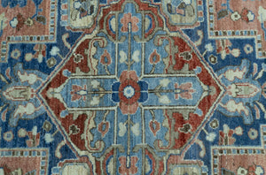 Traditional Serapi Design Rust And Blue Hand Knotted 8x10 Wool Area Rug