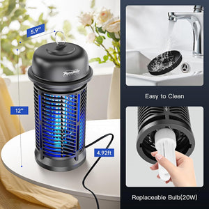 Bug Zapper Outdoor Electric, 4200V/20W High Power Voltage Mosquito Zapper, IPX4 Waterproof Fly Traps, Fly Zapper for Camping, Backyard, Patio and Garden