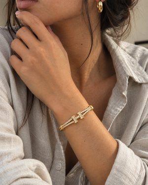 18k Gold Pave H Bracelet