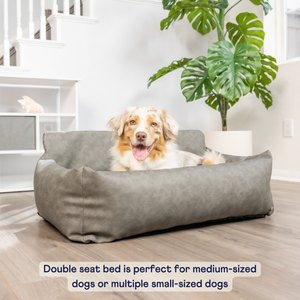PupProtector™ Faux Cool-to-Touch Vegan Leather Memory Foam Dog Car Bed - Slate Gray