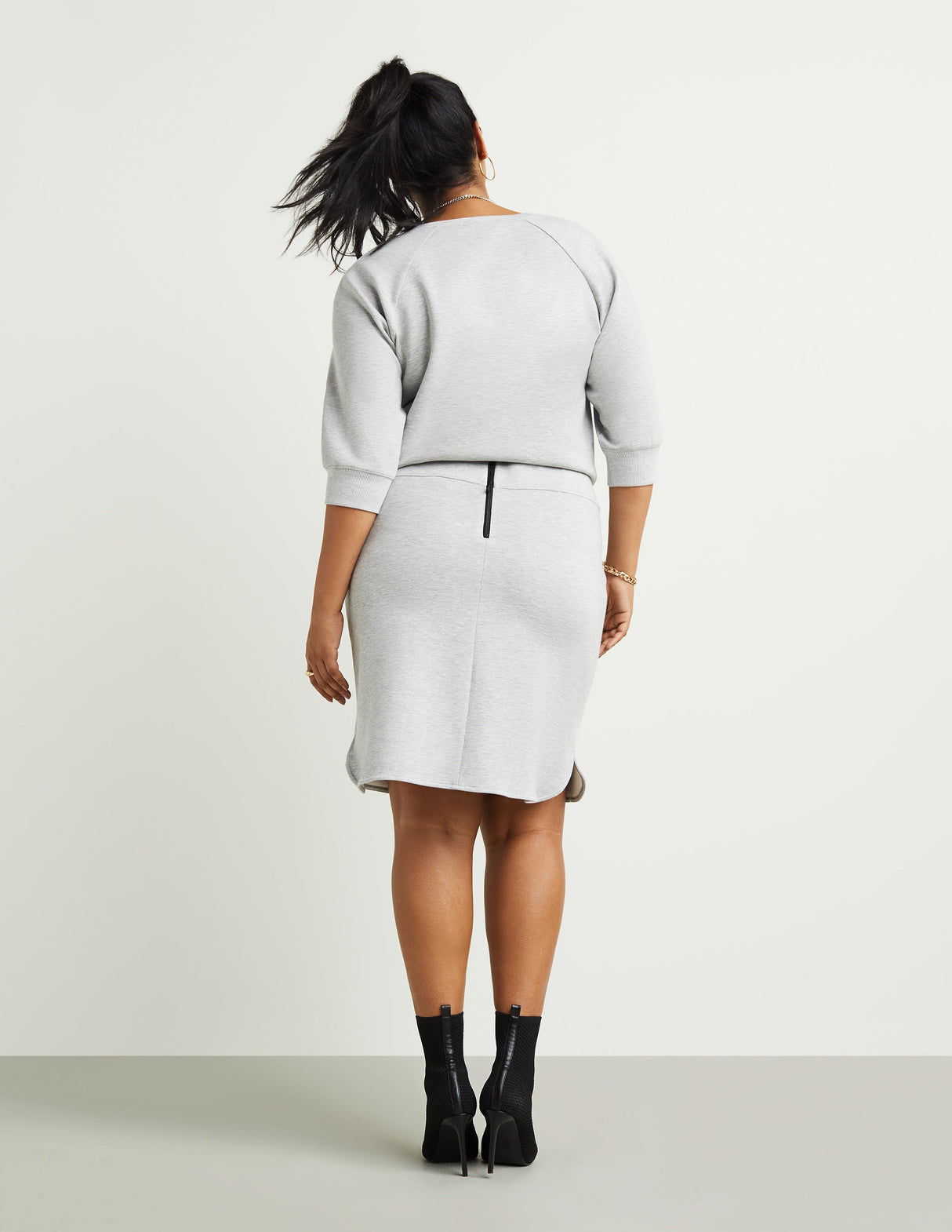 Zip-Back Banded-Waist Skirt