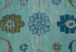 Elaine Custom Made Blue Traditional Oushak Hand Tufted Wool Rug