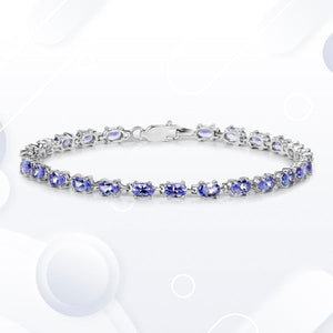 6.25 Carat Genuine Tanzanite .925 Sterling Silver Bracelet