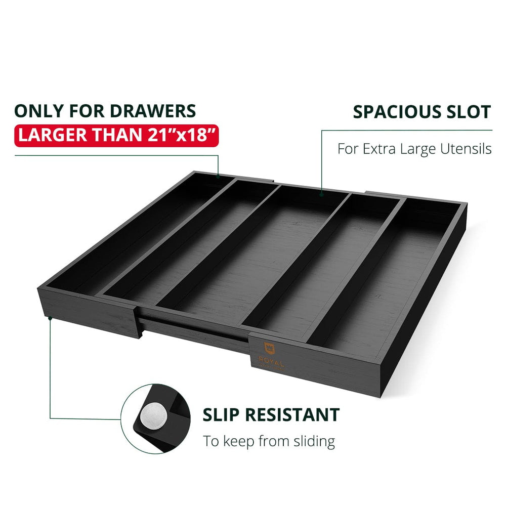 Utensil Drawer Organizer, Black (5 Slots)