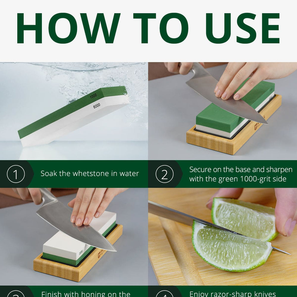 Whetstone Knife Sharpening Kit, White/Green
