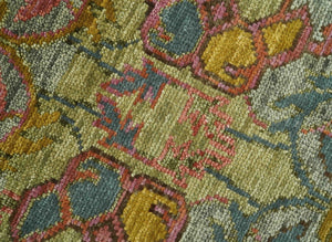Ready to Ship Transitional Green, Silver and Gold Hand Knotted Wool rug