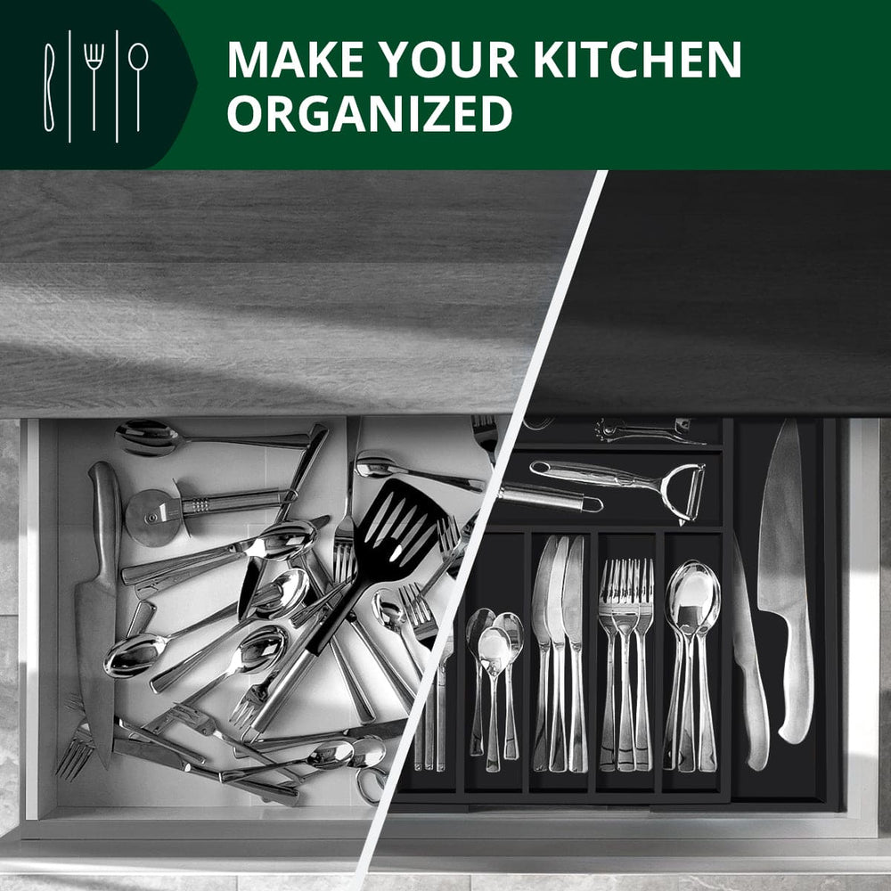 Silverware Drawer Organizer Black 9 Slots
