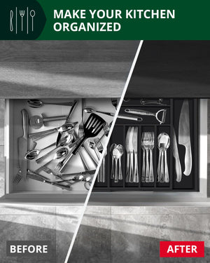 Silverware Drawer Organizer Black 9 Slots