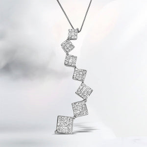 10K White Gold 1 cttw Diamond Snake Curved Pendant Necklace (H-I, I1-I2)