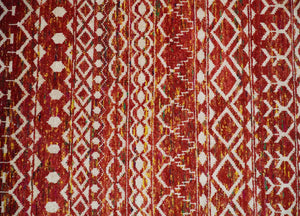 4x6 and 8x10 Hand Knotted Rust, Gold and White Modern Contemporary Southwestern Tribal Trellis Recycled Silk Area Rug