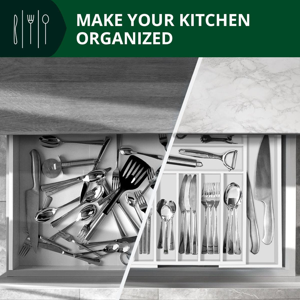 Silverware Drawer Organizer, White (9 Slots)