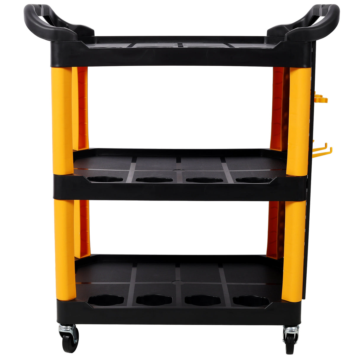 3 Tier Rolling Auto Detail Cart With Wheels - Yellow & Black