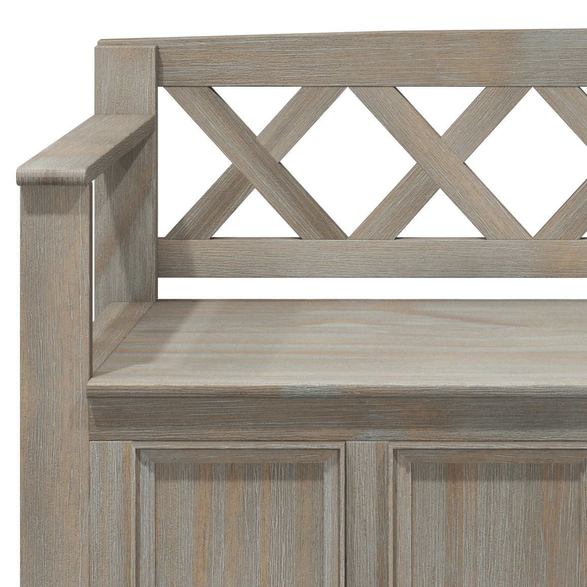 Amherst Solid Wood Entryway Storage Bench in Distressed Grey