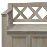 Amherst Solid Wood Entryway Storage Bench in Distressed Grey