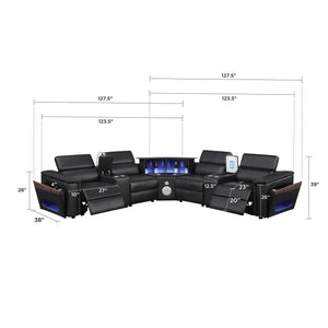 Nova - Sectional With Bluetooth Speaker, LED And Lifting Wine Cabinet