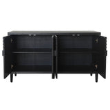Wood Sideboard with 4 Doors and Tapered Legs