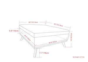 Owen XL Square Coffee Table Storage Ottoman - Distressed Saddle Brown