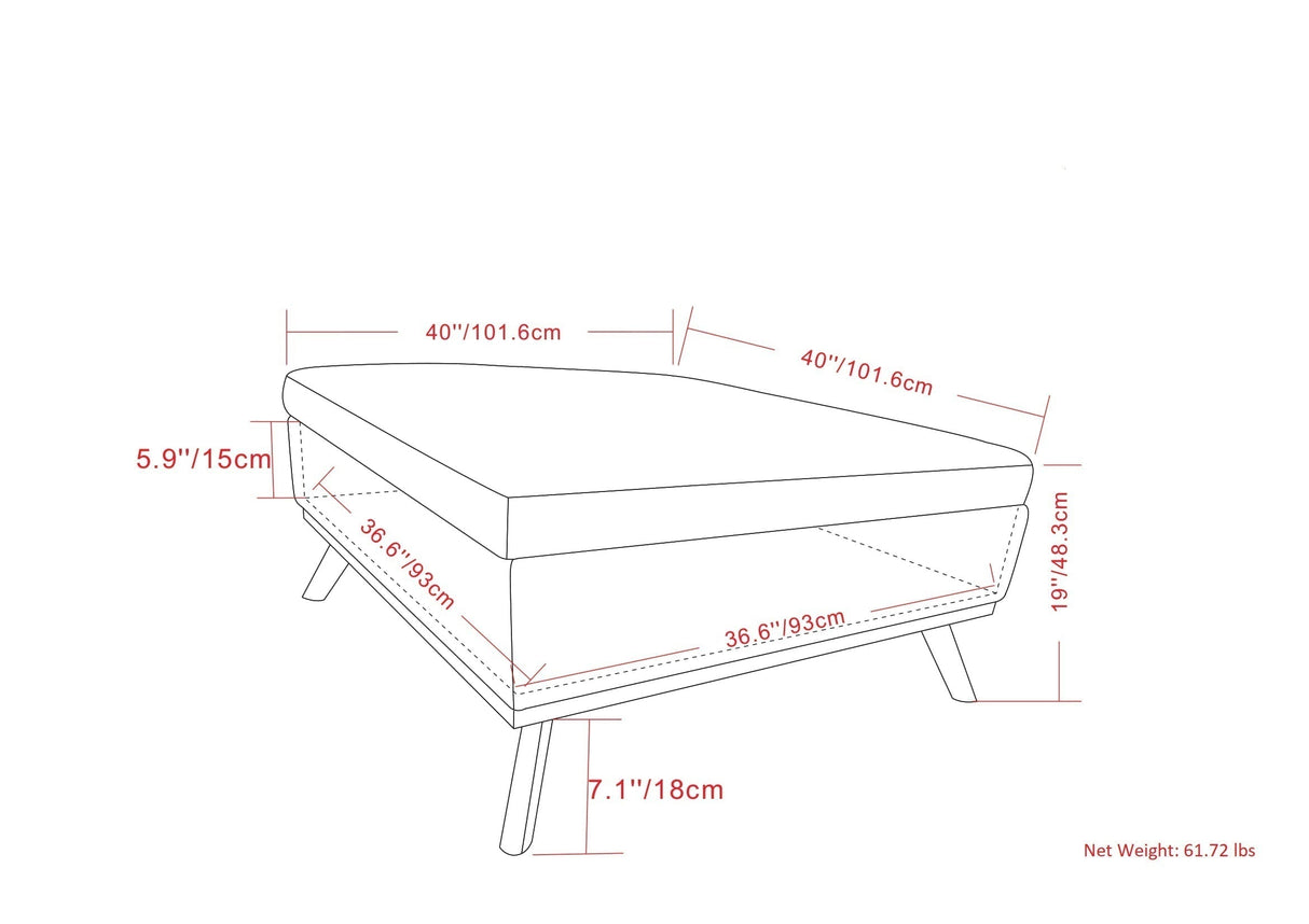 Owen XL Square Coffee Table Storage Ottoman - Distressed Saddle Brown