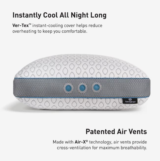 Cooling Pillow with Dual-Sided Comfort - BedGear Frost Pillow 3.0, White