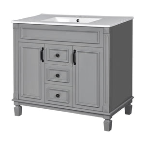 Bathroom Vanity With Top Sink, Mirror Cabinet, 2 Soft Closing Doors & 2 Drawers