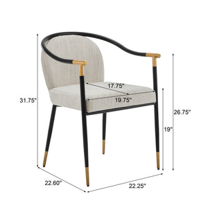 Modern Upholstered Dining Chair Set of 2 - Beige / Black