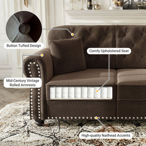 Upholstered Sofa Set With Nailhead Trim And Rolled Armrests, Includes Pillows