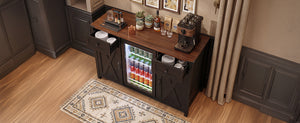 K&K 53.2" Farmhouse Fridge Cabinet with Power Outlet