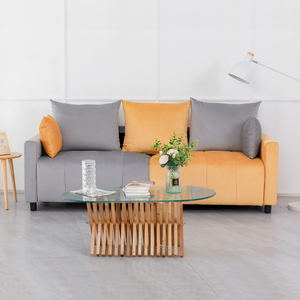 Velvet Modern 2-Seater Sofa, Light