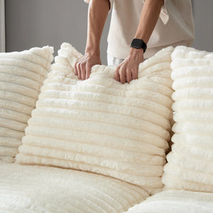 Deep Seat Convertible Sofa With Soft Pillows And Ottomans